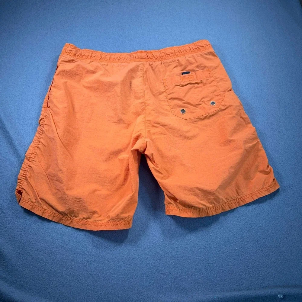 Vintage Abercrombie & Fitch Swim Trunks Mens L Orange Stripe 37x7.5